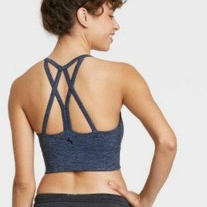 NWOT joylab racerback/strappy sports bra jersey knit heather blue L